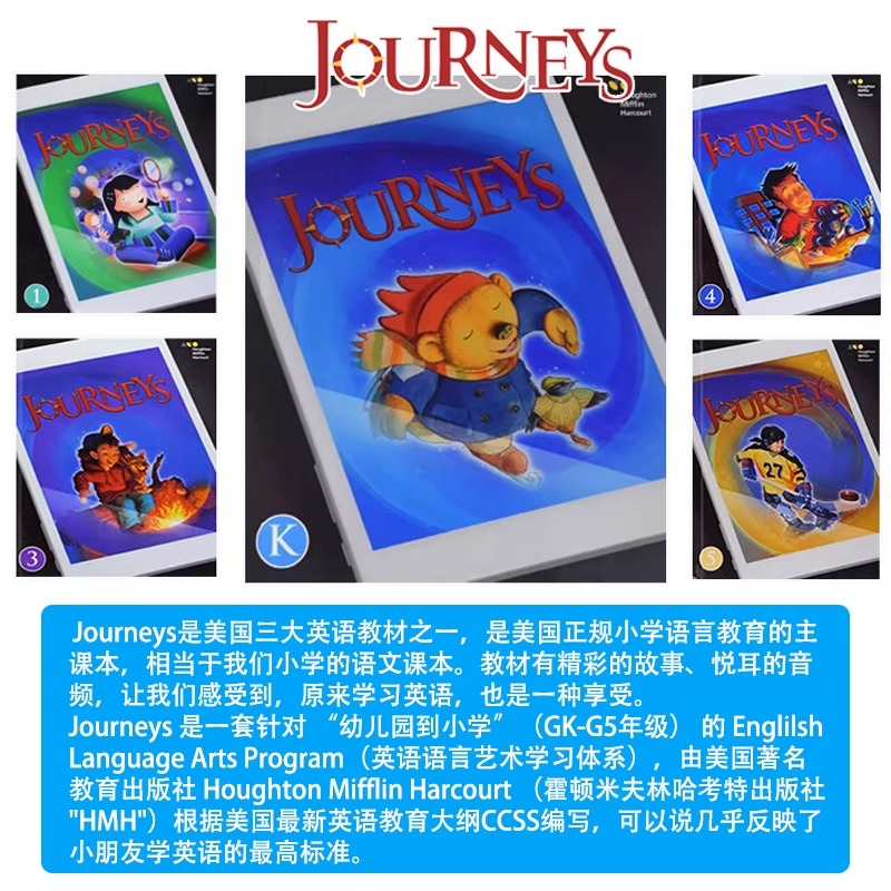 【斑达图书】原版新版journeys教材2017版霍顿米夫林美国德州少儿英语 journey GK/1/2/3/4/5/6辅导英文启蒙小学1-6年级使用-图0