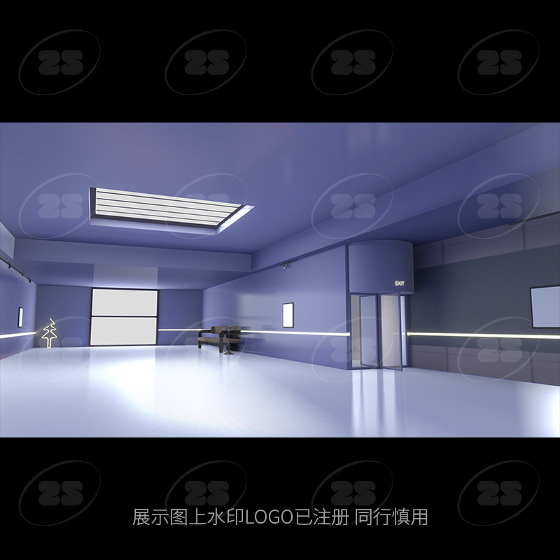 烘焙走廊美术馆展厅博物馆艺术未来场景室内空间3D模型fbx建模825 - 图0