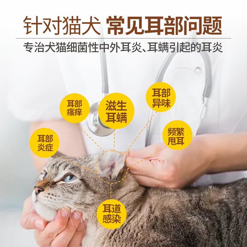 宠莱克猫咪滴耳液狗狗除耳螨消炎止痒流脓发臭专用宠物中耳消炎药-图0