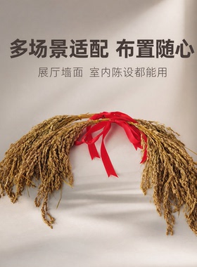 稻穗捆红绳手工捆扎墙面挂件装饰
