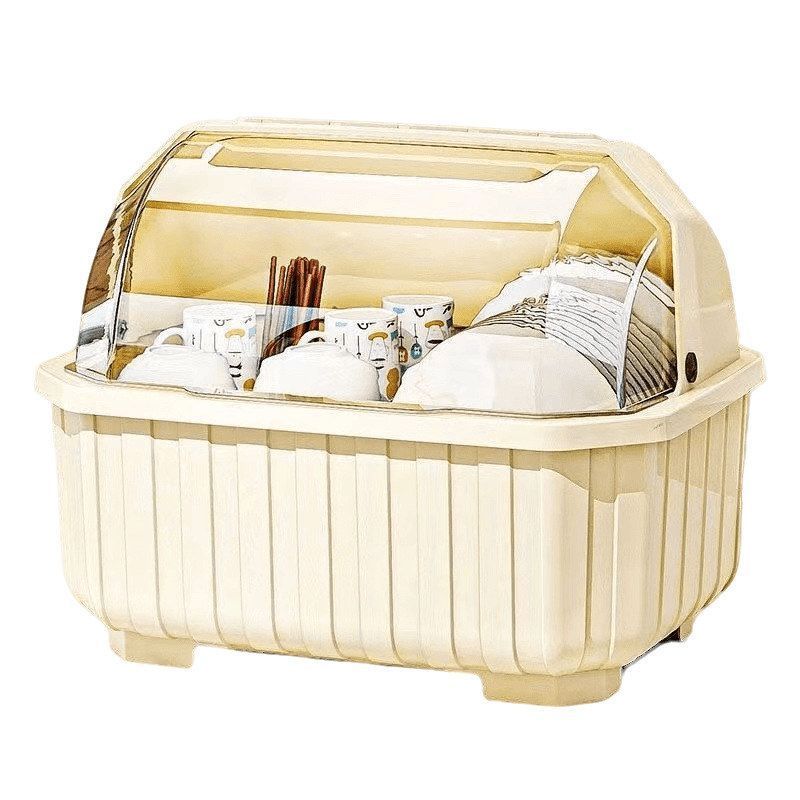 Household dish storage rack kitchen drain cupboard with lid
