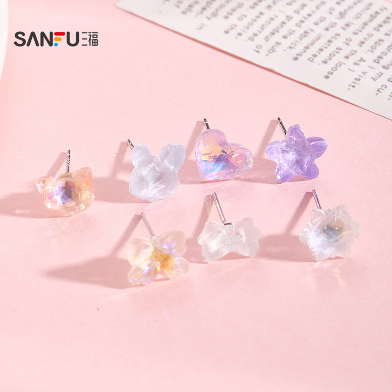 三福925银基础彩彩耳钉一对 清新时尚气质首饰配饰耳环852394,淘宝优惠券,粉丝福利购,淘宝优惠卷