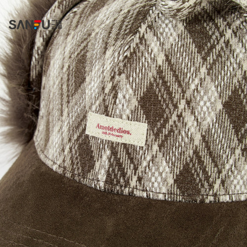 三福毛绒护耳棒球帽 保暖时尚鸭舌帽服饰配件造型帽子851532 - 图3