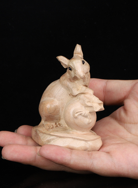 寅亥堂天然桃木老鼠摆件玄关书房客厅阳台书桌公司办公室桌子摆放