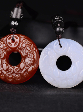 寅亥堂玛瑙玉髓男女戴貔貅平安扣