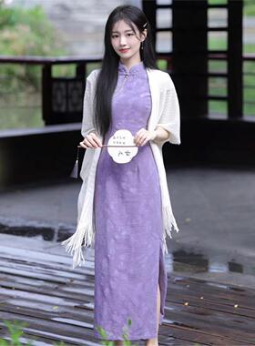 2026新款旗袍披肩女外搭流苏披风