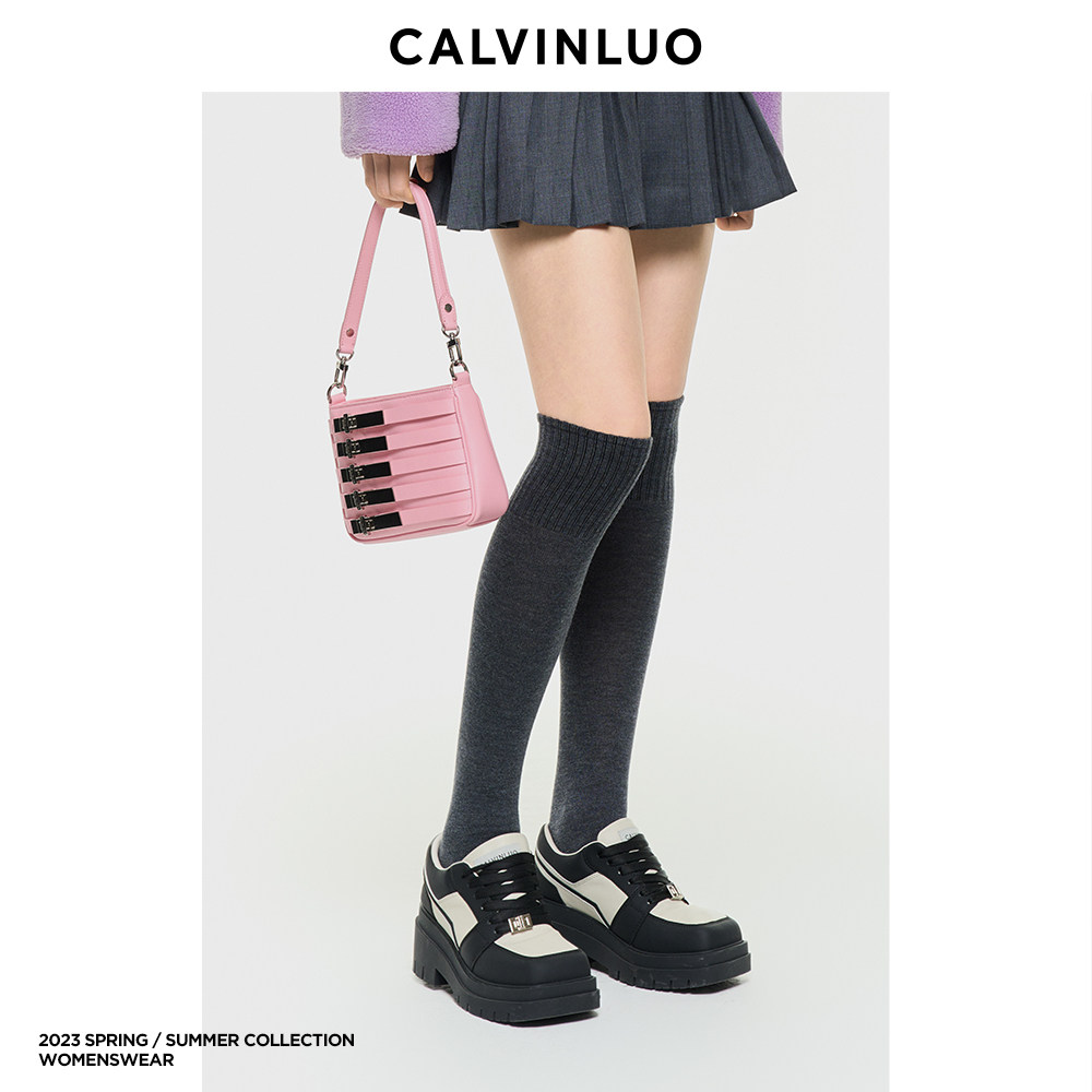 CALVINLUO 方头厚底运动鞋 23春夏 春夏系列 黑/咖/绿 男女同款 - 图1