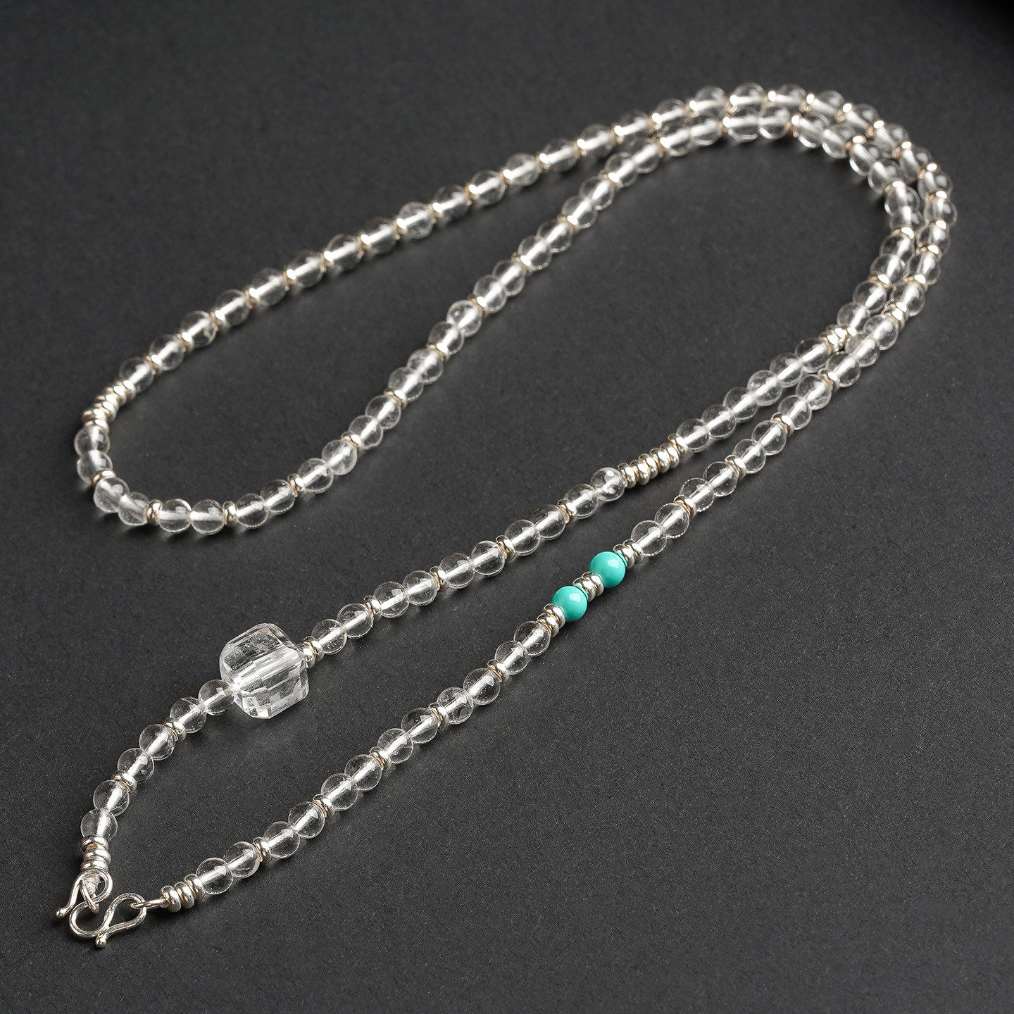 天然白水晶M扣吊坠配链原创设计新中式中长款吊坠挂绳S925纯银扣,淘宝优惠券,粉丝福利购,淘宝优惠卷