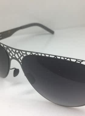 德系无螺丝 model Booya 银灰色镂空飞行员款太阳镜墨镜