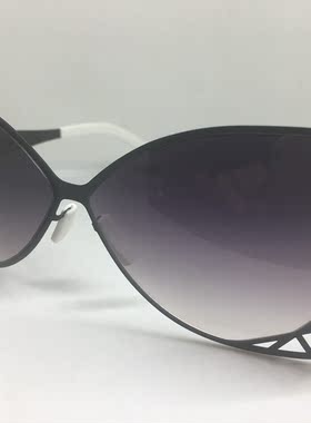 无螺丝黑色金属非对称猫眼太阳镜墨镜