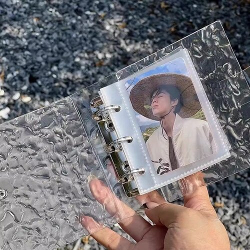 水晶卡册一宫格3寸小卡爱豆专辑追星小卡收纳册亚克力同学录活页拍立得水波纹透明卡册卡片收纳册活页ins相册 - 图2