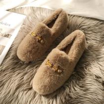 Winter plus fluff wool shoes women 2023 new autumn and winter outside wearing warm and thick bottom cotton shoes Nets net red bean-bean shoes