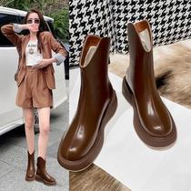 Martin Boots Woman Fall Short Boots 2023 New Winter Plus Suede Thick Underfoot Heightening Boots