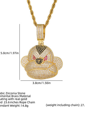 欧美嘻哈满钻立体猴子吊坠项链潮