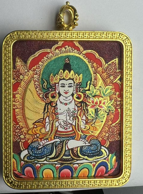 手绘描金画布唐卡金色乌盒八大守