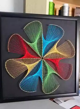 几何钉子绕线画立体构成作业 沙龙手工diy弦丝画客厅书桌装饰画