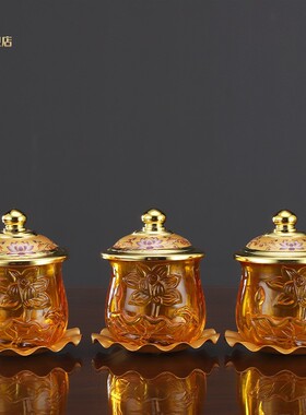 速发莲花水琉璃供具套对供佛花熏瓶香炉供水杯供果盘供灯一装佛具