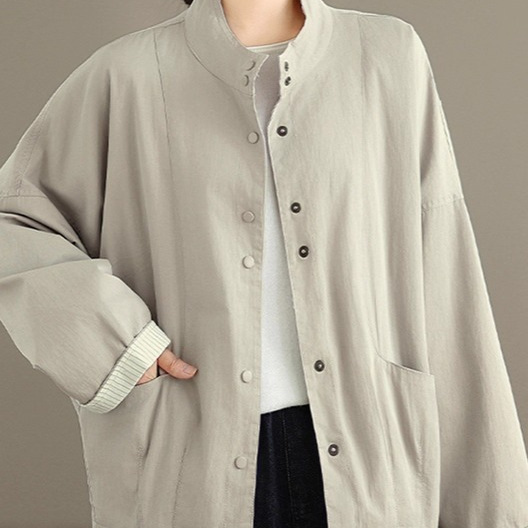 工装休闲外套女2025新款今年流行爆款小个子立领夹克深秋外穿上衣 - 图2