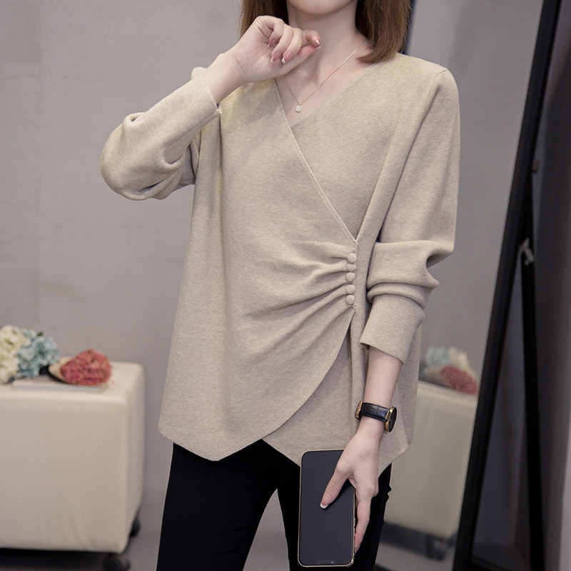 2026新款爆款v领针织衫女内搭打底衫外穿大码胖mm遮肚子显瘦上衣,淘宝优惠券,粉丝福利购,淘宝优惠卷