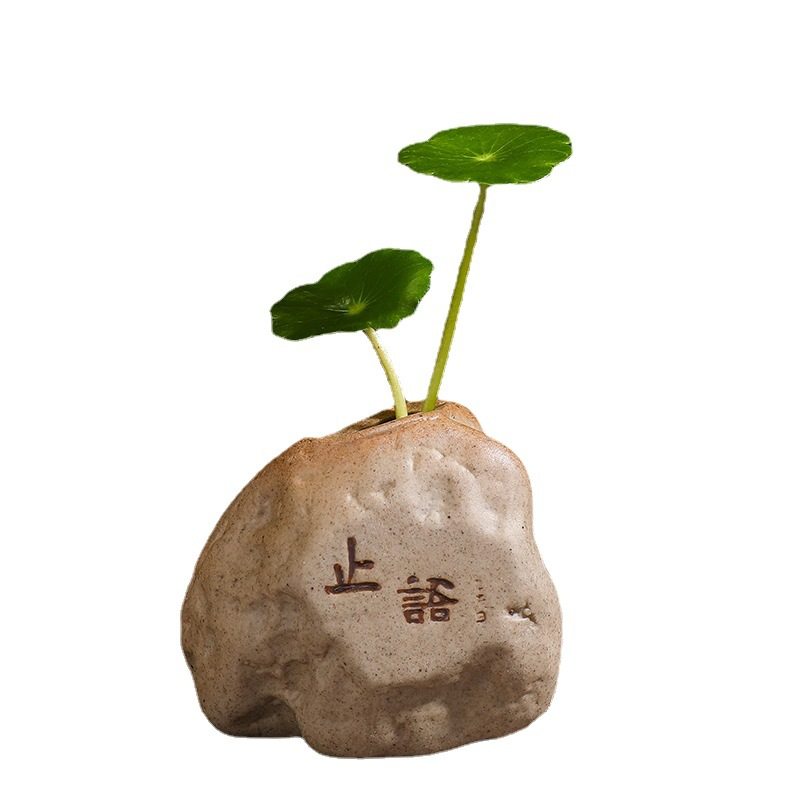 迷你水培花盆粗陶瓷小口径花瓶禅意花盆特小摆件茶几绿植装饰