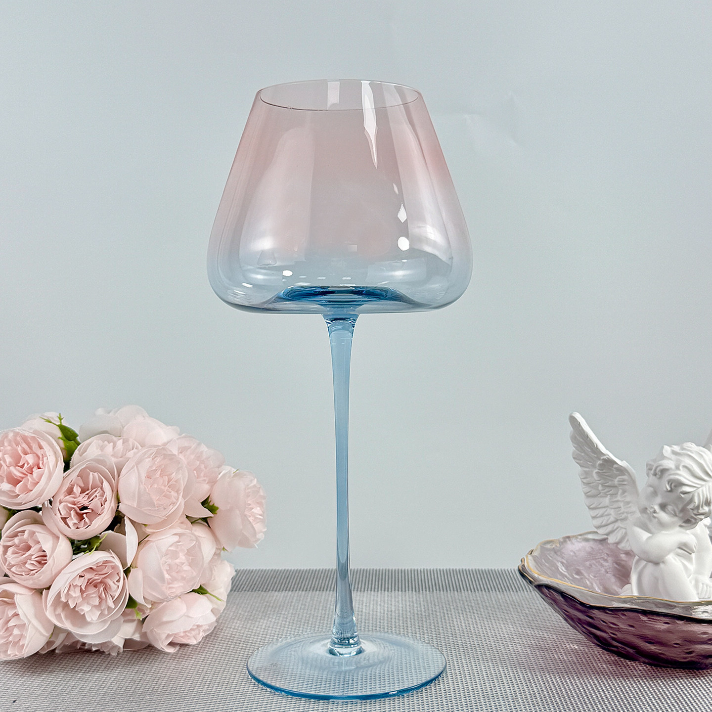 红酒杯水晶玻璃杯创意蓝粉渐变家用葡萄酒高脚杯手工高颜值红酒杯,淘宝优惠券,粉丝福利购,淘宝优惠卷