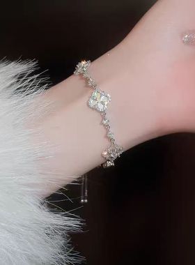 富家千金满钻四叶草手链女锆石2025新款合金爆款小众精致女式