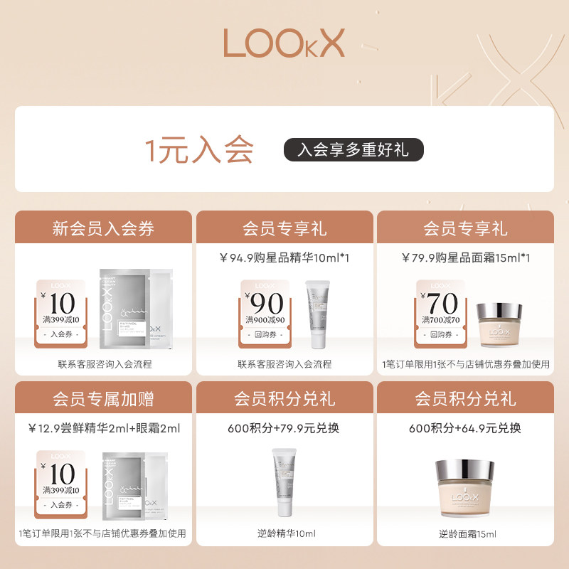 LOOkX高马尾A醇眼霜淡化细纹黑眼圈浮肿抗老护肤抗皱保湿修护眼周