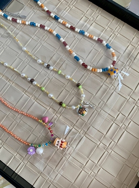 2026新款小众彩色天然石串珠项链时尚手链多巴胺轻奢T恤配饰