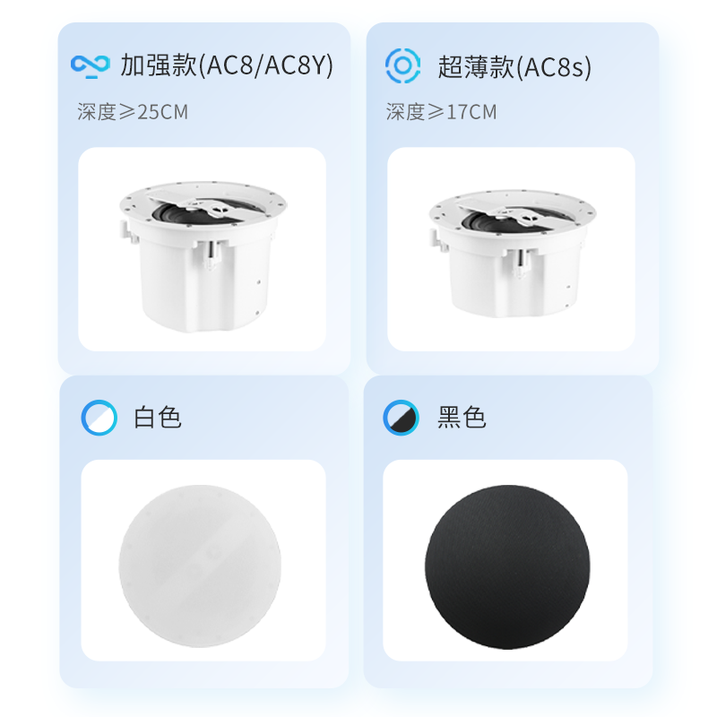 艾索AC8吸顶音响8寸家用商用无源定阻同轴HIFI音质嵌入式天花喇叭 - 图2