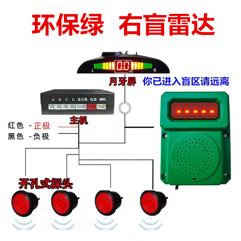 大货车右侧盲区雷达语音报警器感应系统工程车声光喇叭前倒车雷达 - 图1