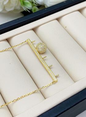 DIY配件S925纯银项链平衡木多珠