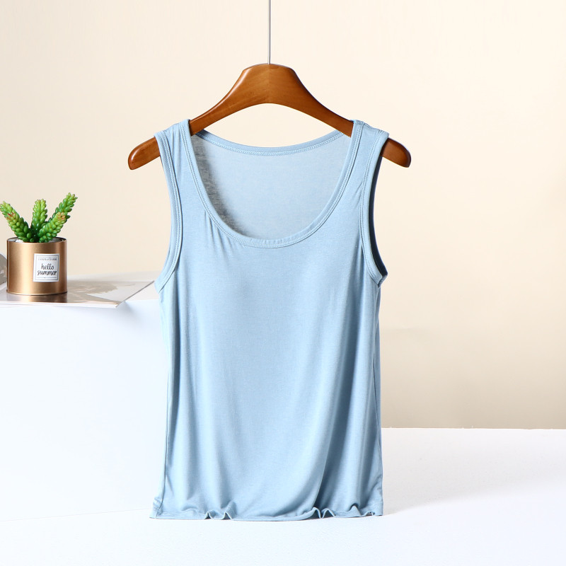 外穿莫代尔一体式带胸垫吊带背心女夏季薄款无袖内搭修身打底衫