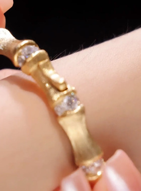 法国Gentle Motto知竹常乐新中式手工拉丝竹子手镯  高品质