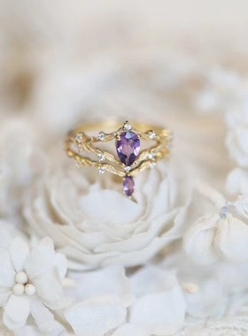 法国Gentle Motto『花枝仙子』 唯美复古繁花似幔纱仿紫水晶镀925