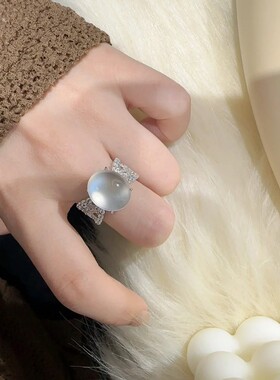 法国gentle motto蝴蝶结水沫玉戒指 新中式玉髓百搭气质轻奢时尚