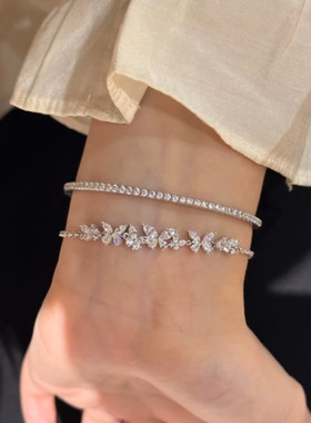 法国Gentle Motto高级感夏日碎钻蝴蝶锆石手链轻奢小众时尚精致