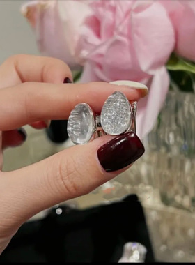 法国gentle motto红刚玉水晶投射锆石开口戒指  高品质新中式