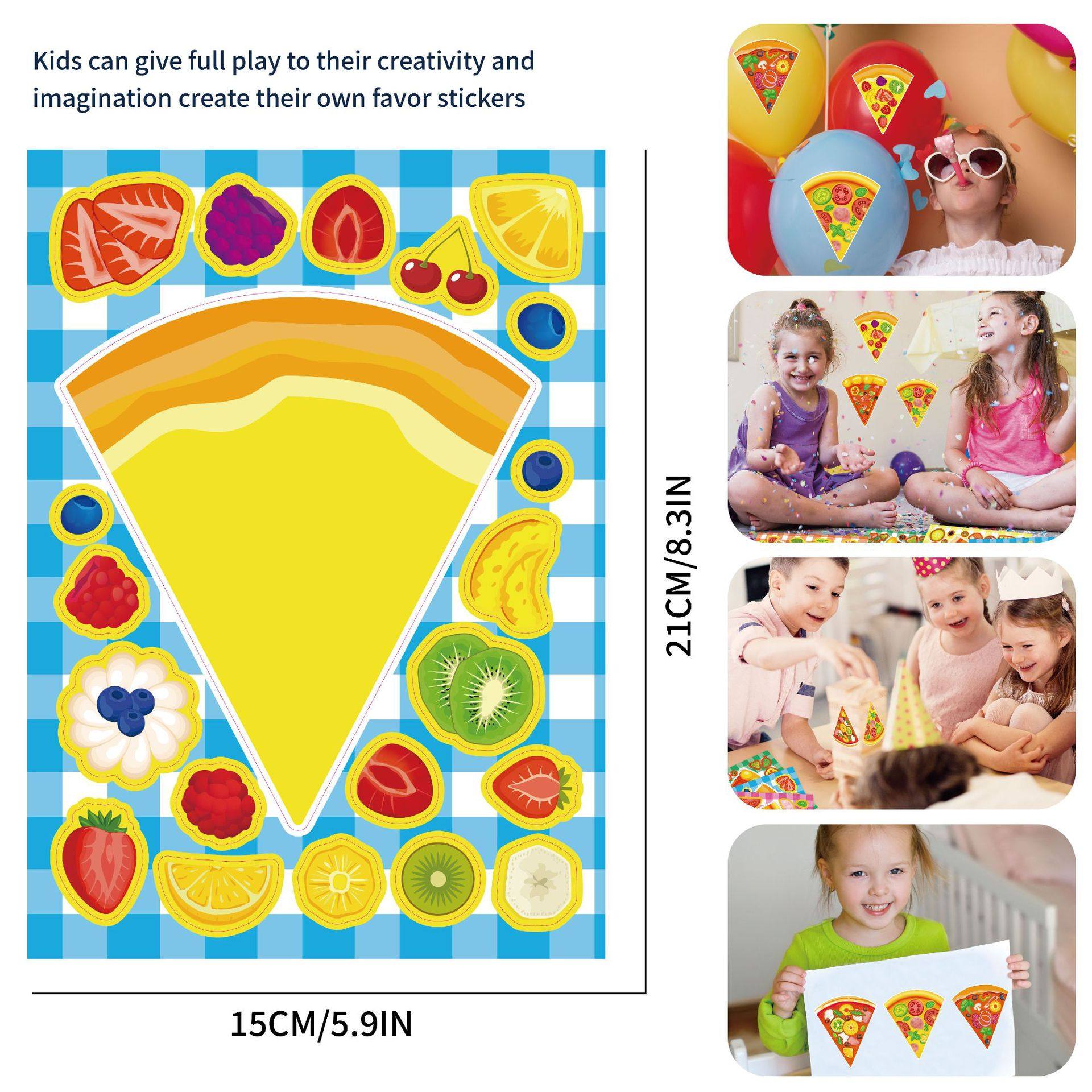 美味诱人披萨拼图贴纸DIY墙面亲子益智手工男女孩拼装脸贴礼物贴,淘宝优惠券,粉丝福利购,淘宝优惠卷