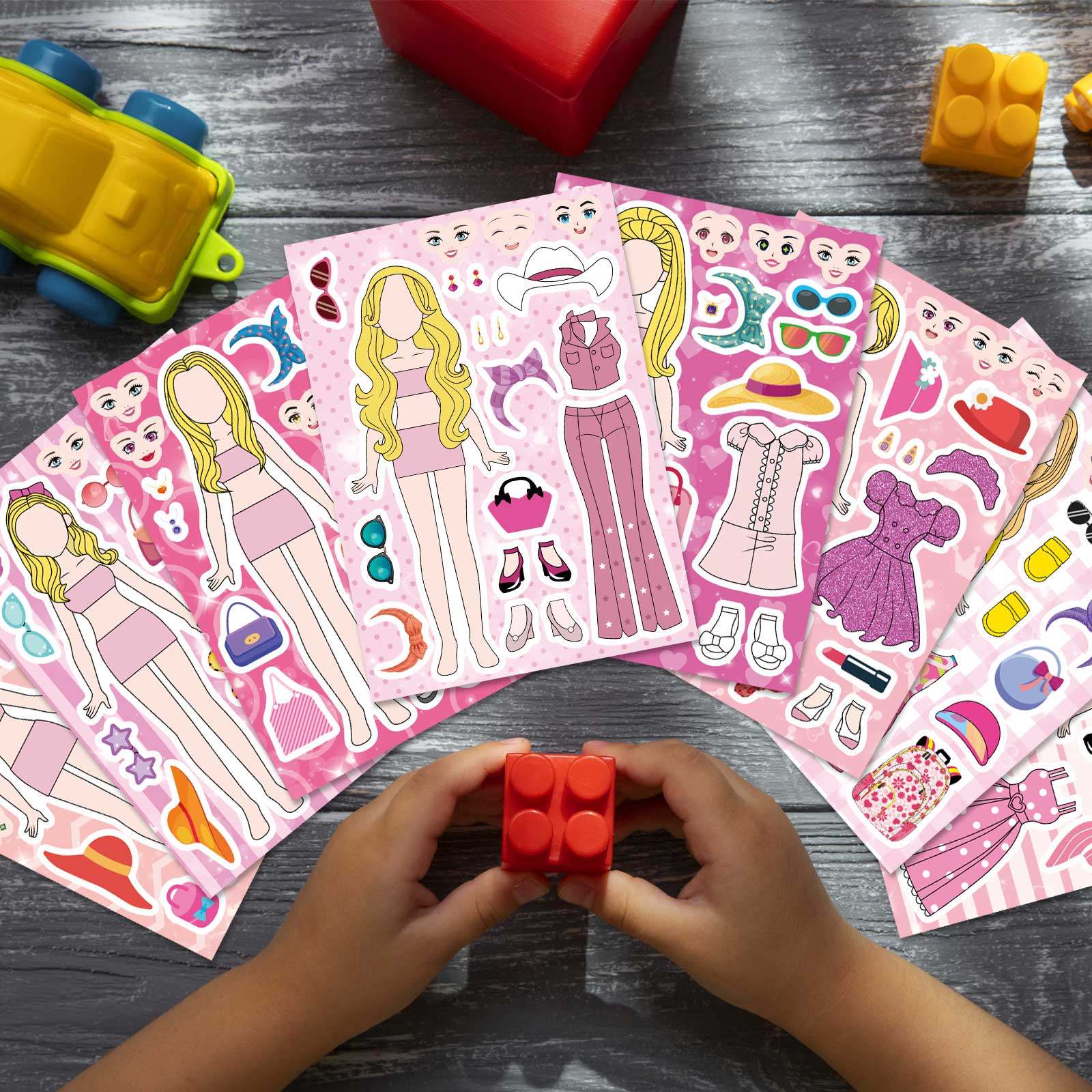 芭比娃娃女孩拼图贴纸粉色儿童益智手账DIY公主穿搭换装人物贴画,淘宝优惠券,粉丝福利购,淘宝优惠卷