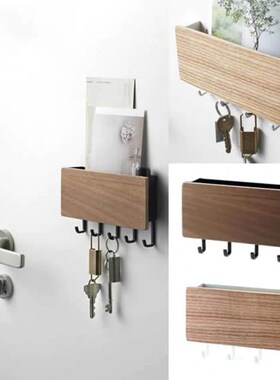 Wood Wall Hanging Shelf Key Rack Decorative Sundries Storage