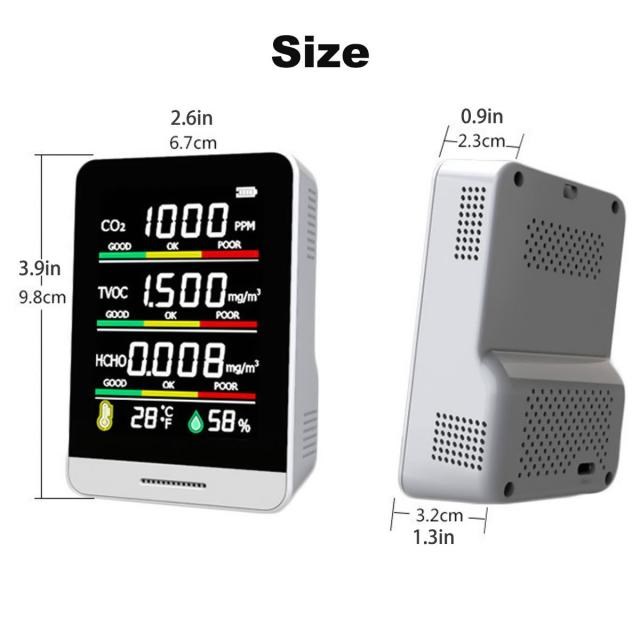 Multifunctional 5-in-1 CO2 Meter Digital Temperature Humidit-图3