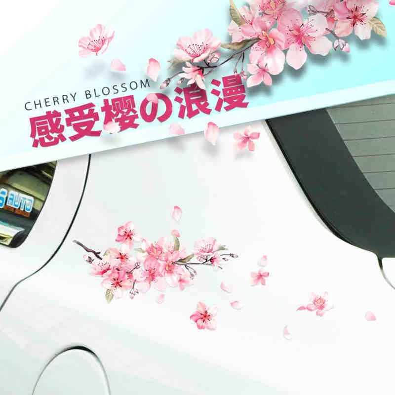 Cherry Blossom Floral Car Stickers Love Pink Auto Vinyl Deca - 图2