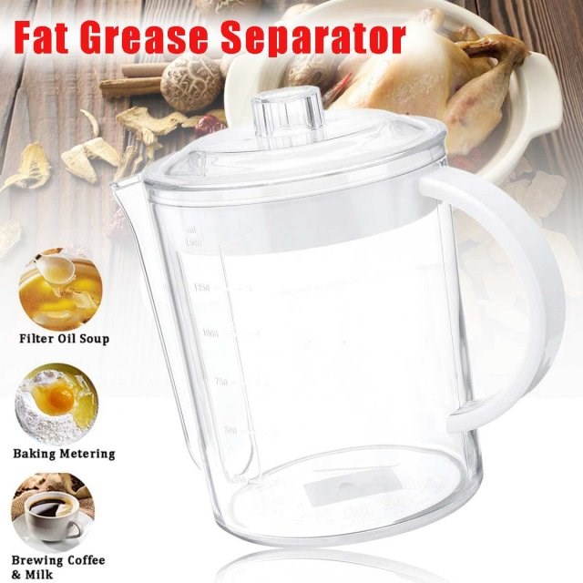 1500ml Kitchen Gravy Oil Soup Fat Separator Grease Oiler Fil - 图0