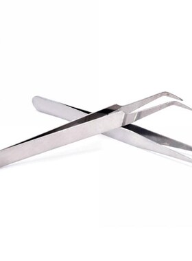 2Pcs Stainless Steel Tweezers(1Pcs Straight Head Tweezer + 1