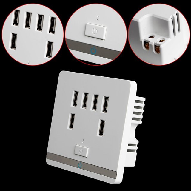 3.4A 6 Port USB Wall Charger Outlet Power Receptacle Socket - 图2