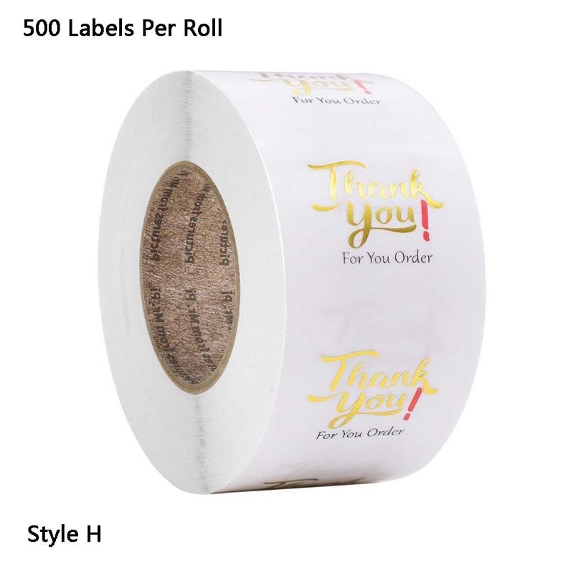 500pcs/roll Round Transparent Thank You Stickers Package Sea - 图3