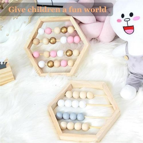 Nordic Style Natural Wooden Abacus With Beads Craft Baby Ear-图2