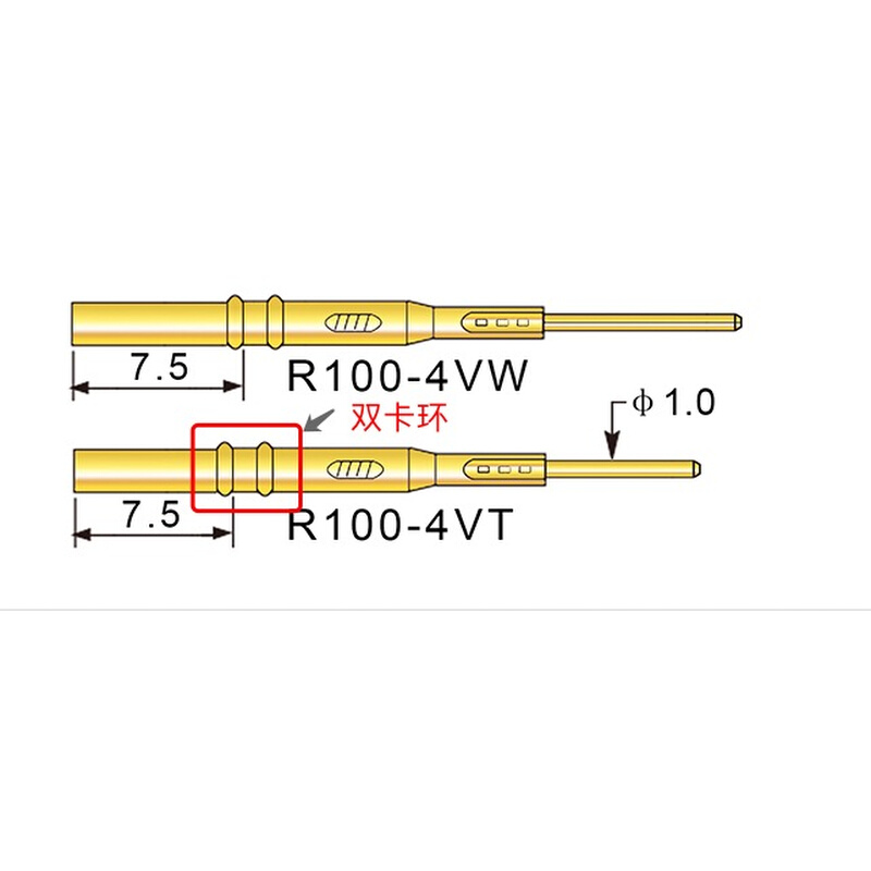 。R100-4W正品华荣探针1.7针套 P100系列针套R100-4S测试针套顶针-图2