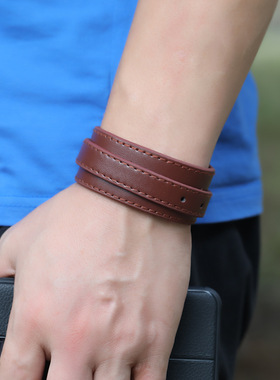 厂家直销多层PU皮革手链简约男士饰品欧美新款朋克仿牛皮手链手环