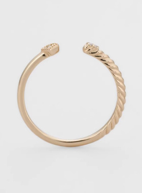 新款日系开口戒指锆石百搭素圈配戒极细尾戒s925银镀14金气质